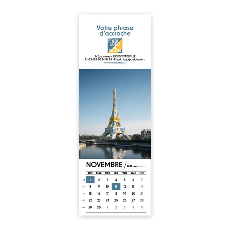 Calendrier chevalet vertical (21x7,5 cm) personnalisé - Logo intégré Emballage
