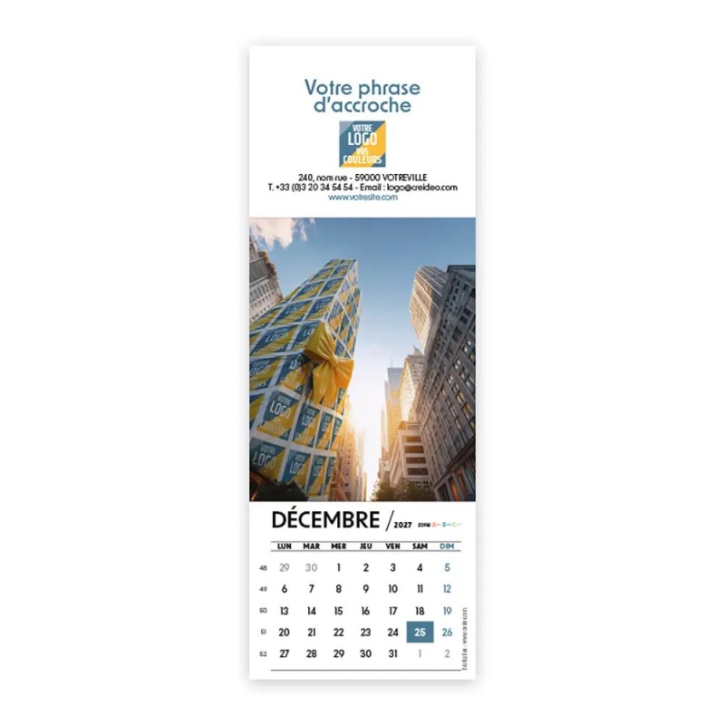 Calendrier chevalet vertical (21x7,5 cm) personnalisé - Logo intégré Emballage