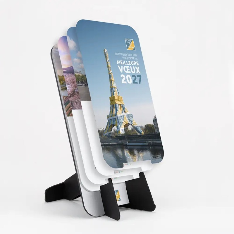 Calendrier support téléphone personnalisé - Visiocal Logo intégré Emballage