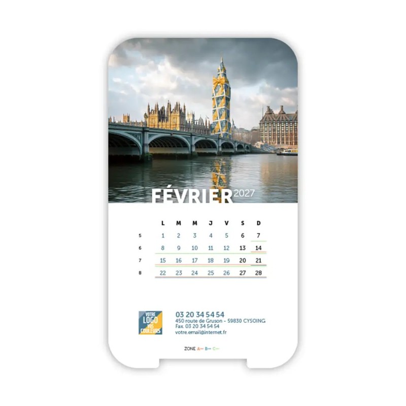Calendrier support téléphone personnalisé - Visiocal Logo intégré Emballage