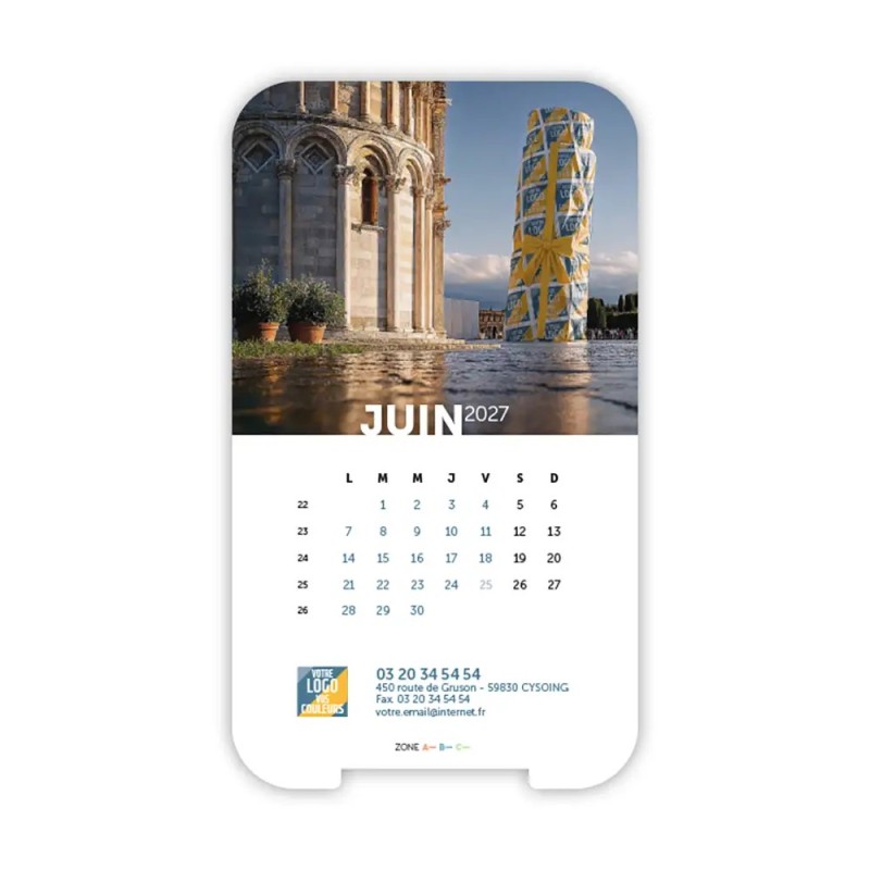 Calendrier support téléphone personnalisé - Visiocal Logo intégré Emballage
