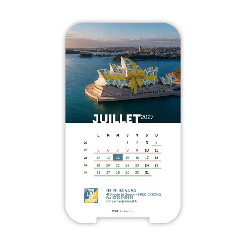 Calendrier support téléphone personnalisé - Visiocal Logo intégré Emballage