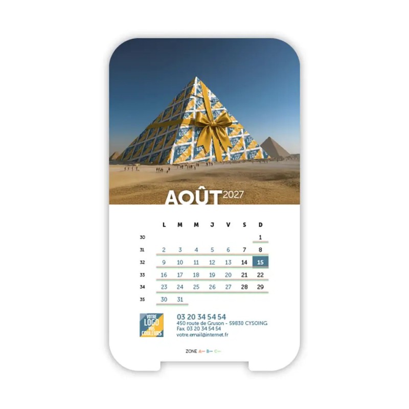 Calendrier support téléphone personnalisé - Visiocal Logo intégré Emballage