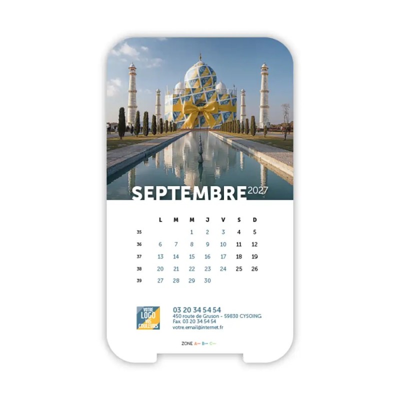 Calendrier support téléphone personnalisé - Visiocal Logo intégré Emballage