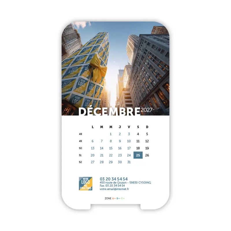 Calendrier support téléphone personnalisé - Visiocal Logo intégré Emballage