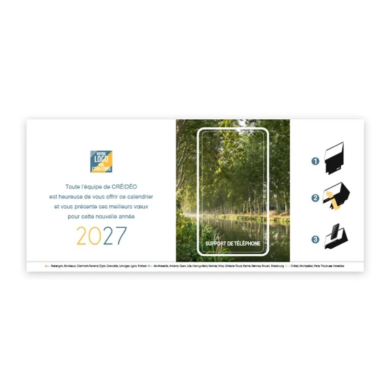 Calendrier chevalet support de téléphone Supra (22,8x10,3cm)  - Patrimoine France