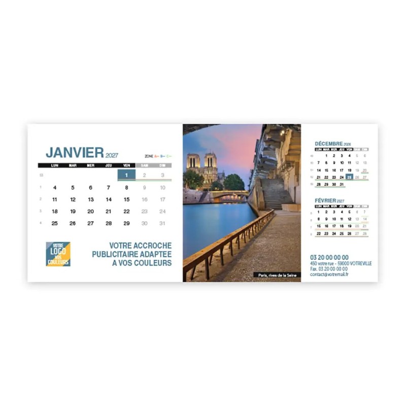 Calendrier chevalet support de téléphone Supra (22,8x10,3cm)  - Patrimoine France