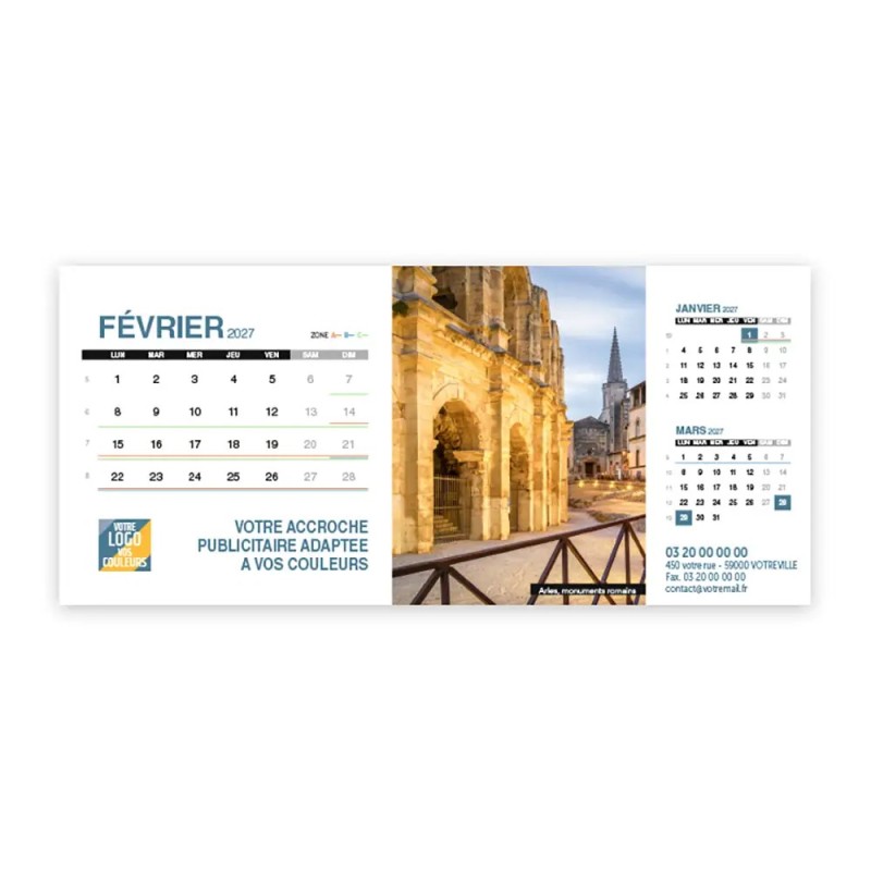 Calendrier chevalet support de téléphone Supra (22,8x10,3cm)  - Patrimoine France