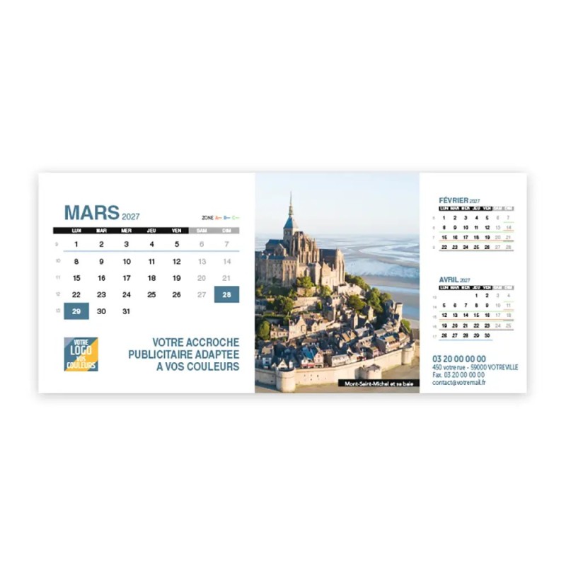 Calendrier chevalet support de téléphone Supra (22,8x10,3cm)  - Patrimoine France
