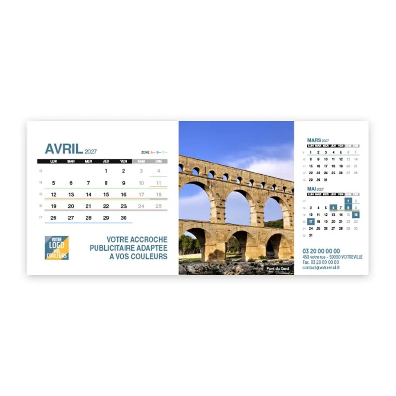 Calendrier chevalet support de téléphone Supra (22,8x10,3cm)  - Patrimoine France