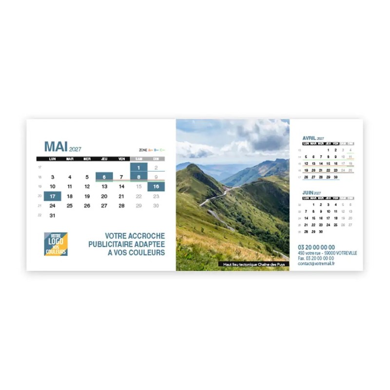Calendrier chevalet support de téléphone Supra (22,8x10,3cm)  - Patrimoine France