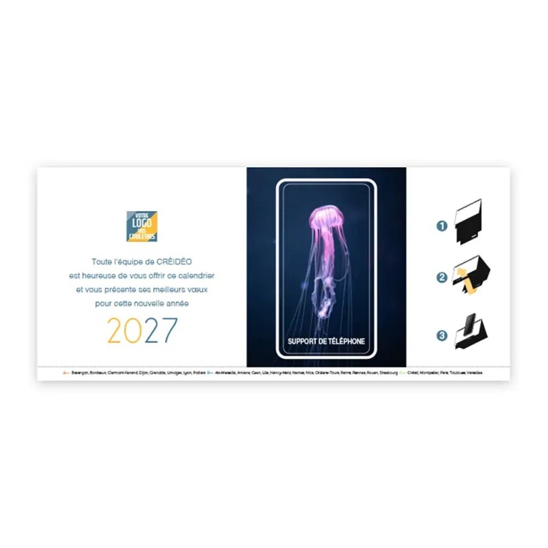Calendrier chevalet support de téléphone Supra (22,8x10,3 cm)  - Océan
