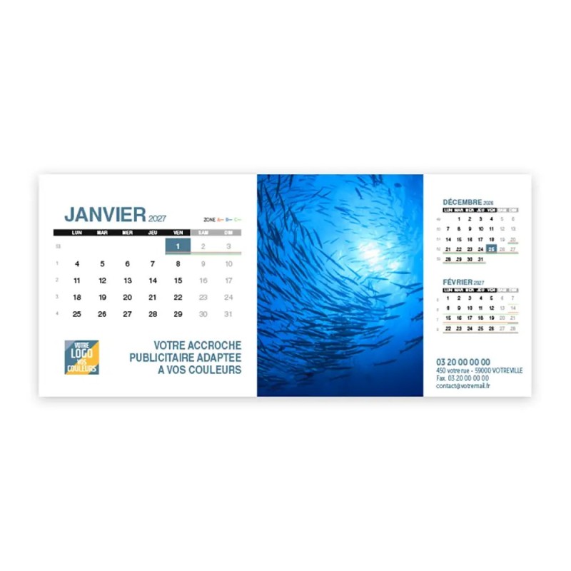 Calendrier chevalet support de téléphone Supra (22,8x10,3 cm)  - Océan