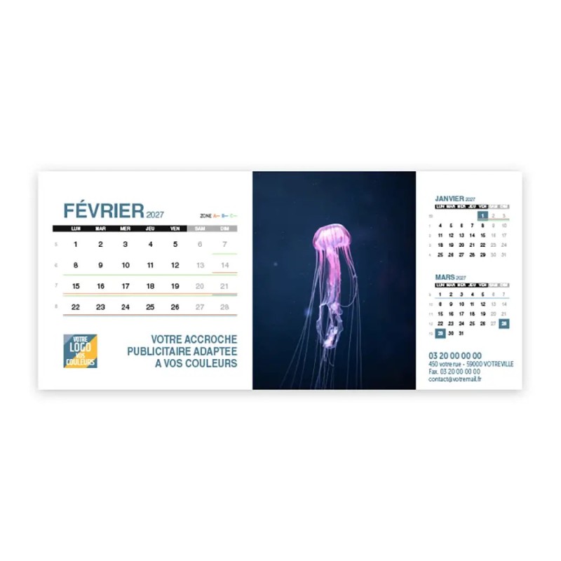 Calendrier chevalet support de téléphone Supra (22,8x10,3 cm)  - Océan