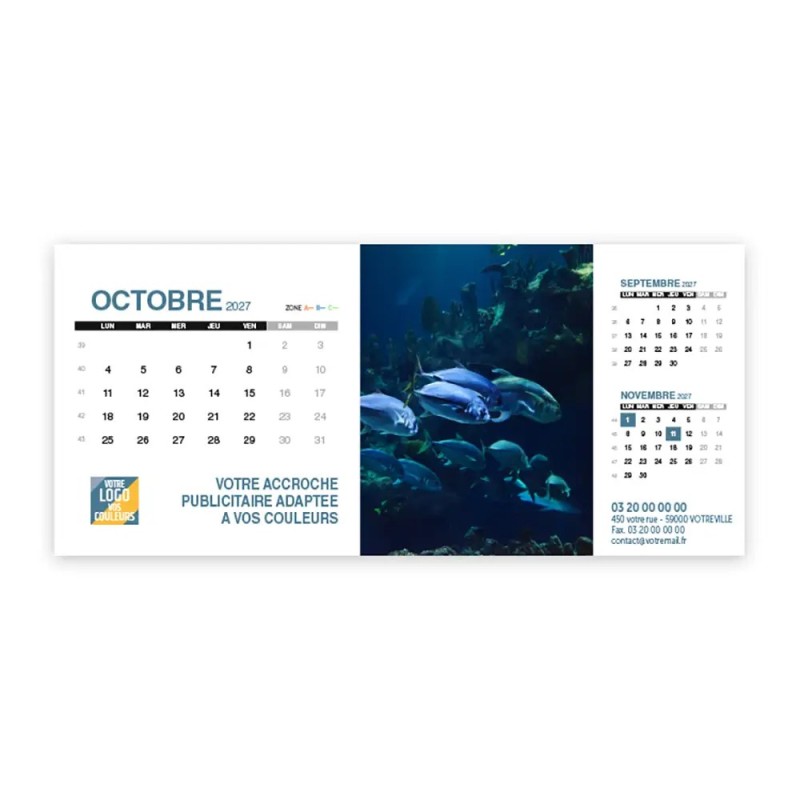 Calendrier chevalet support de téléphone Supra (22,8x10,3 cm)  - Océan