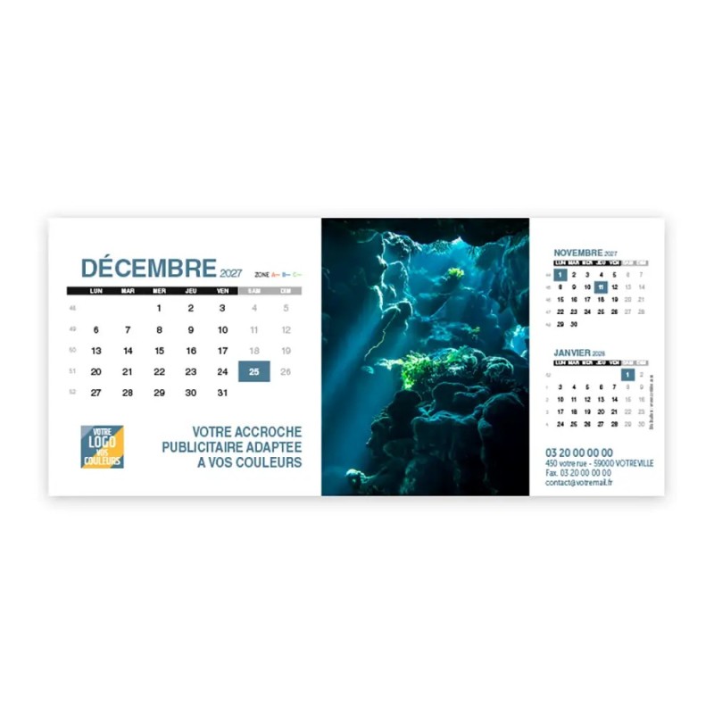 Calendrier chevalet support de téléphone Supra (22,8x10,3 cm)  - Océan