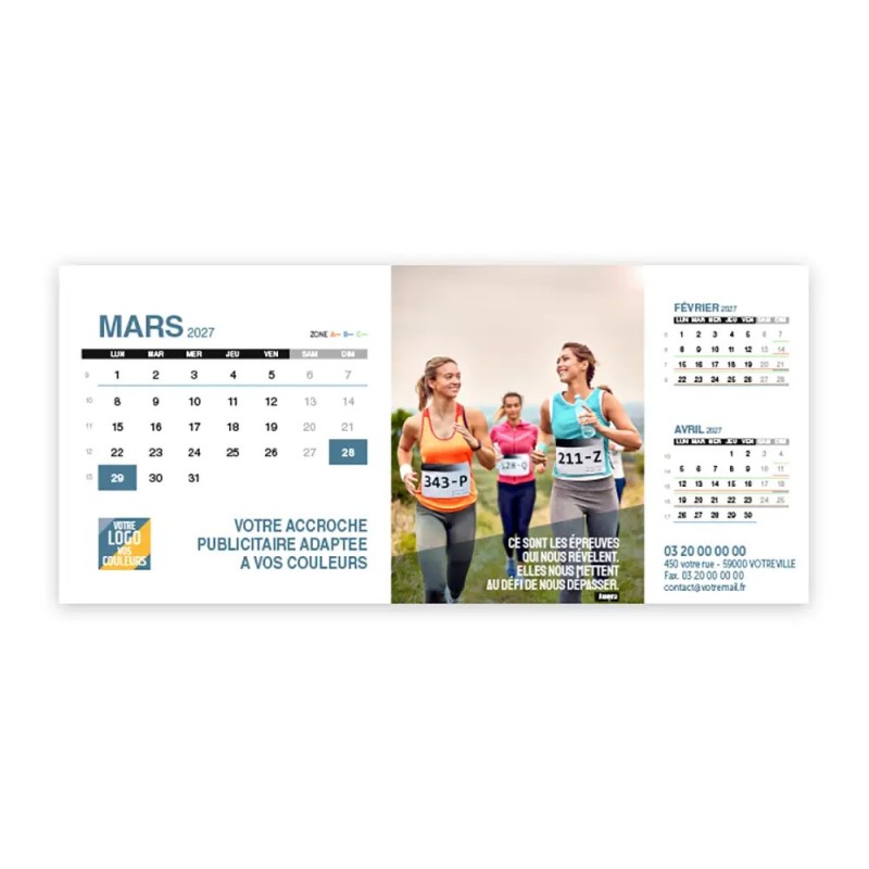Calendrier chevalet support de téléphone Supra (22,8x10,3 cm)  - Citations sport