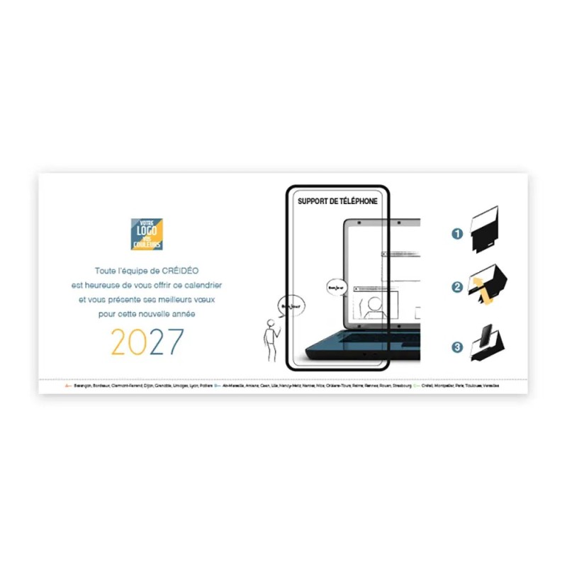 Calendrier chevalet support de téléphone Supra (22,8x10,3 cm)  - Business
