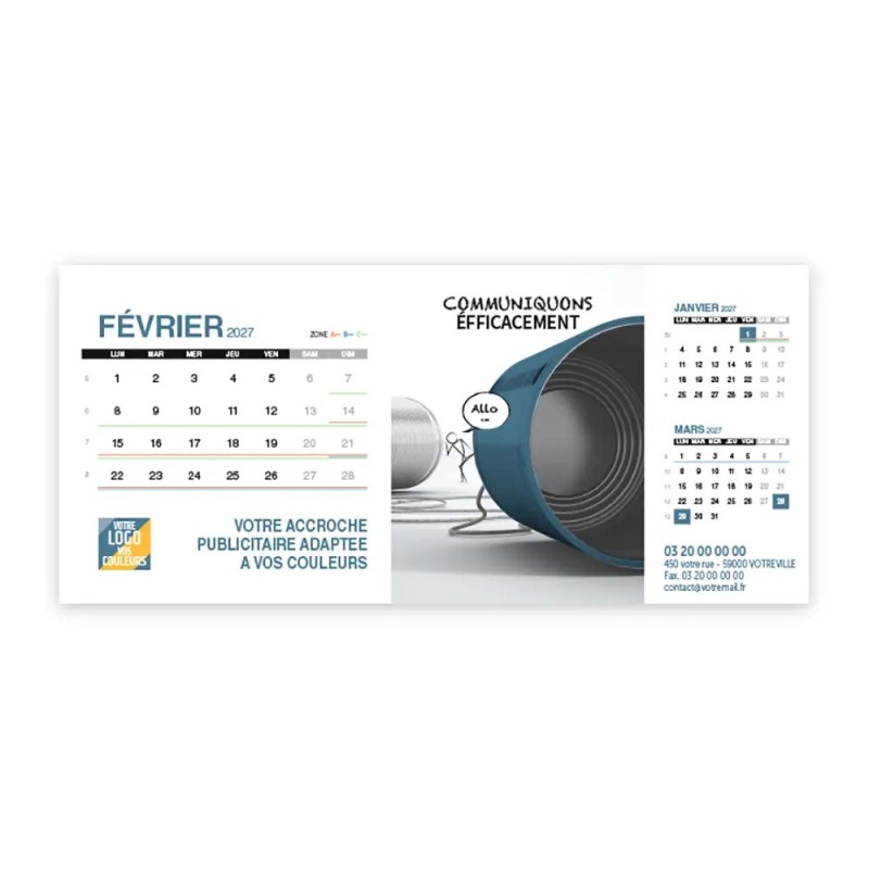 Calendrier chevalet support de téléphone Supra (22,8x10,3 cm)  - Business