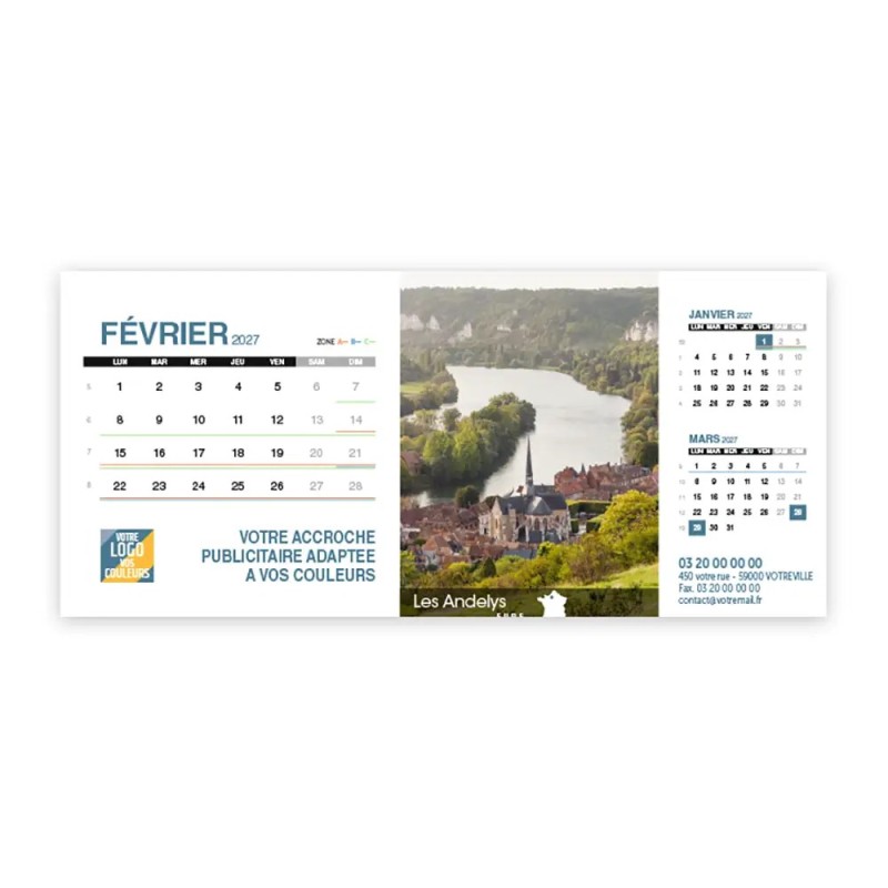 Calendrier chevalet support de téléphone Supra (22,8x10,3cm)  - Villages de France