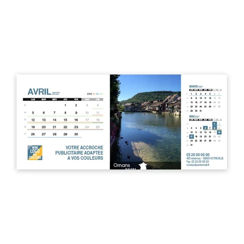 Calendrier chevalet support de téléphone Supra (22,8x10,3cm)  - Villages de France