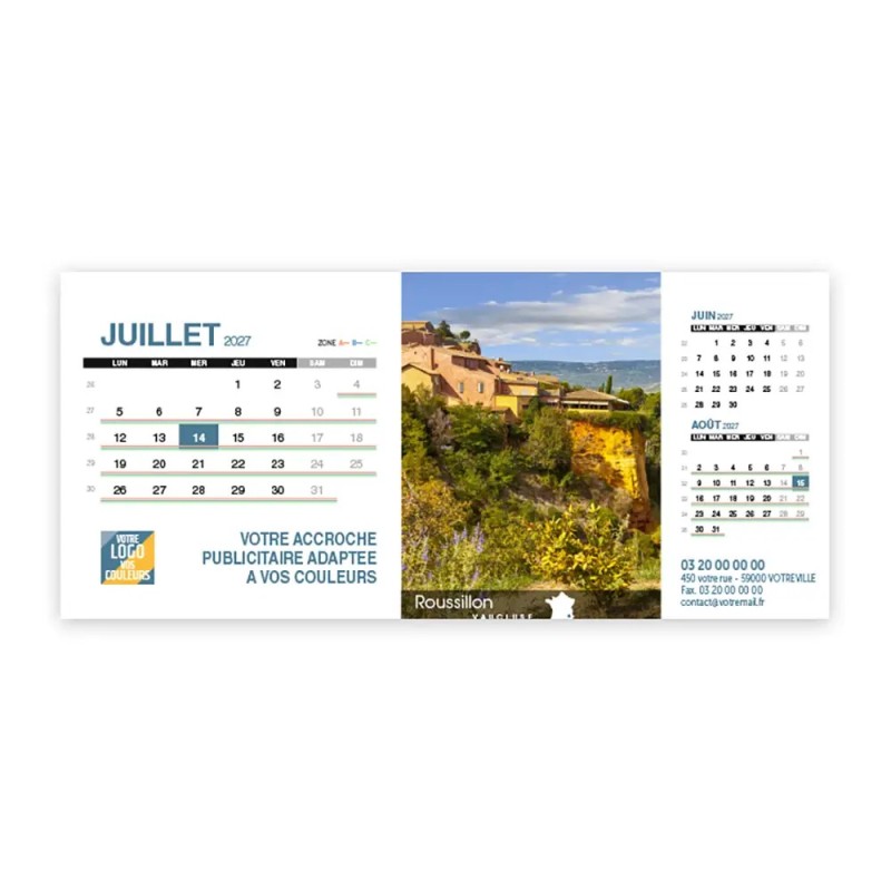 Calendrier chevalet support de téléphone Supra (22,8x10,3cm)  - Villages de France