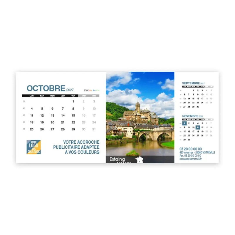 Calendrier chevalet support de téléphone Supra (22,8x10,3cm)  - Villages de France