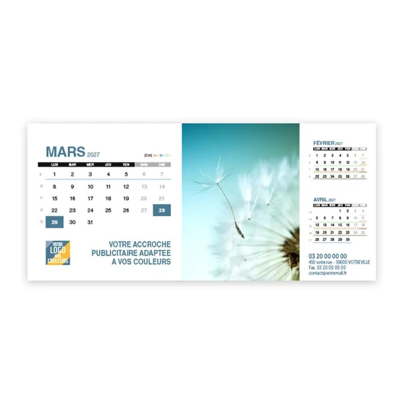 Calendrier chevalet support de téléphone Supra (22,8x10,3cm)  - Zoom Nature