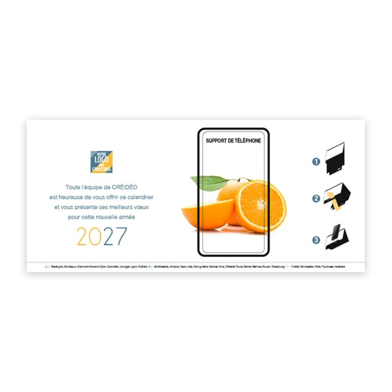 Calendrier chevalet support de téléphone Supra (22,8x10,3cm)  - Fruits et légumes