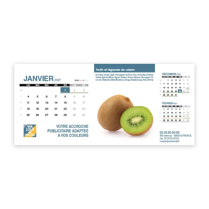 Calendrier chevalet support de téléphone Supra (22,8x10,3cm)  - Fruits et légumes