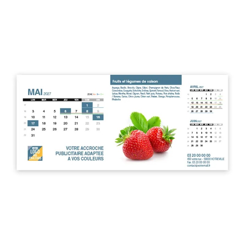 Calendrier chevalet support de téléphone Supra (22,8x10,3cm)  - Fruits et légumes