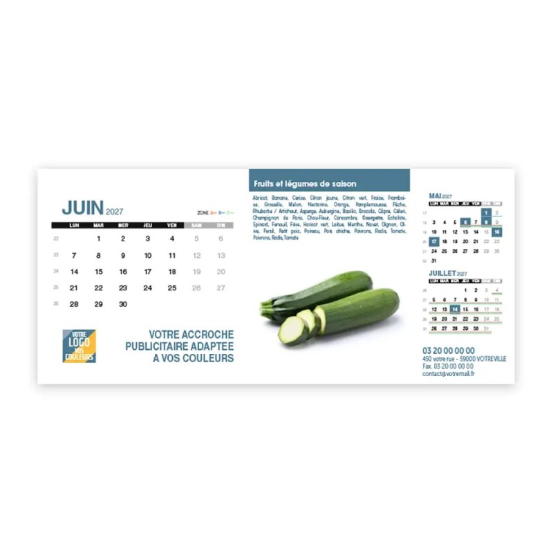 Calendrier chevalet support de téléphone Supra (22,8x10,3cm)  - Fruits et légumes