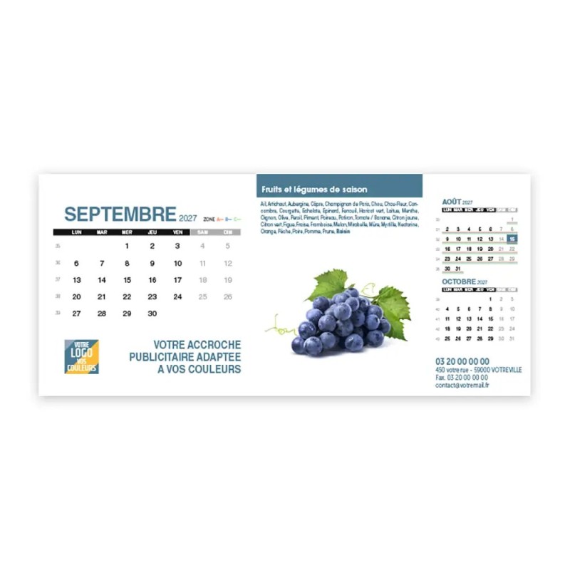 Calendrier chevalet support de téléphone Supra (22,8x10,3cm)  - Fruits et légumes