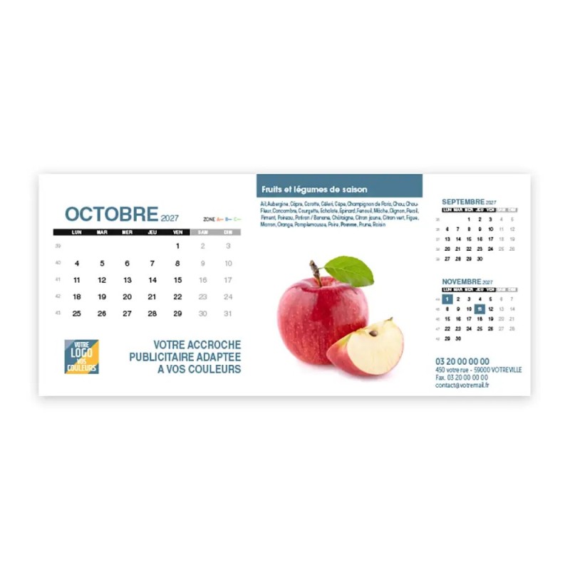 Calendrier chevalet support de téléphone Supra (22,8x10,3cm)  - Fruits et légumes