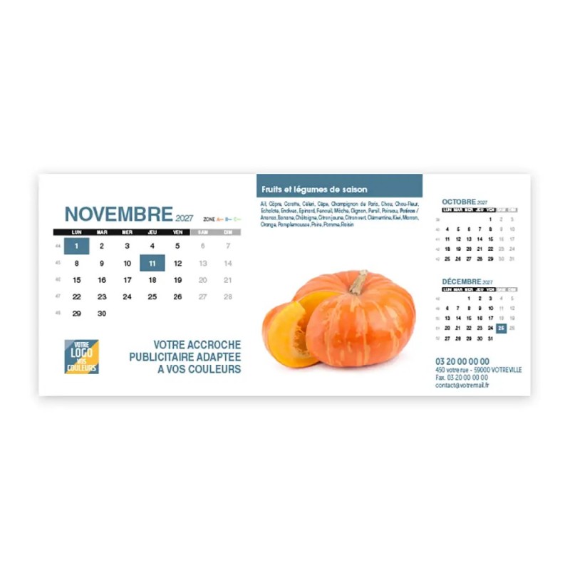 Calendrier chevalet support de téléphone Supra (22,8x10,3cm)  - Fruits et légumes