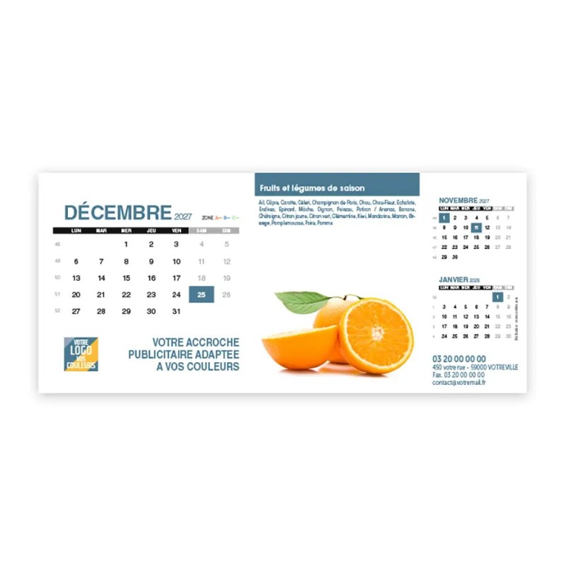 Calendrier chevalet support de téléphone Supra (22,8x10,3cm)  - Fruits et légumes