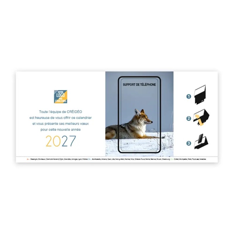 Calendrier chevalet support de téléphone Supra (22,8x10,3cm)  - Faune