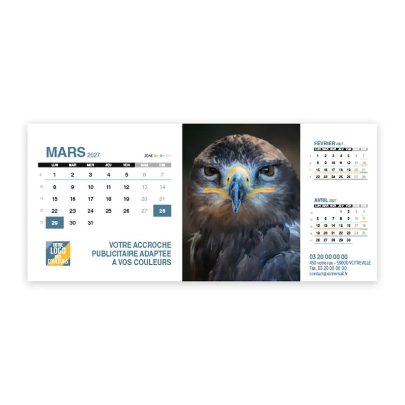 Calendrier chevalet support de téléphone Supra (22,8x10,3cm)  - Faune