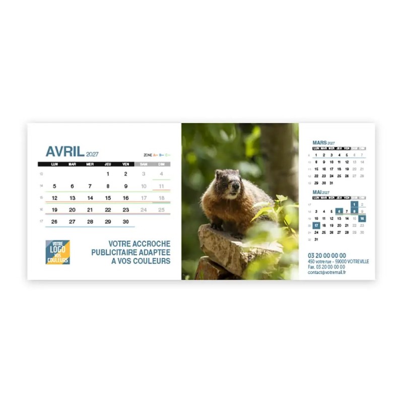 Calendrier chevalet support de téléphone Supra (22,8x10,3cm)  - Faune