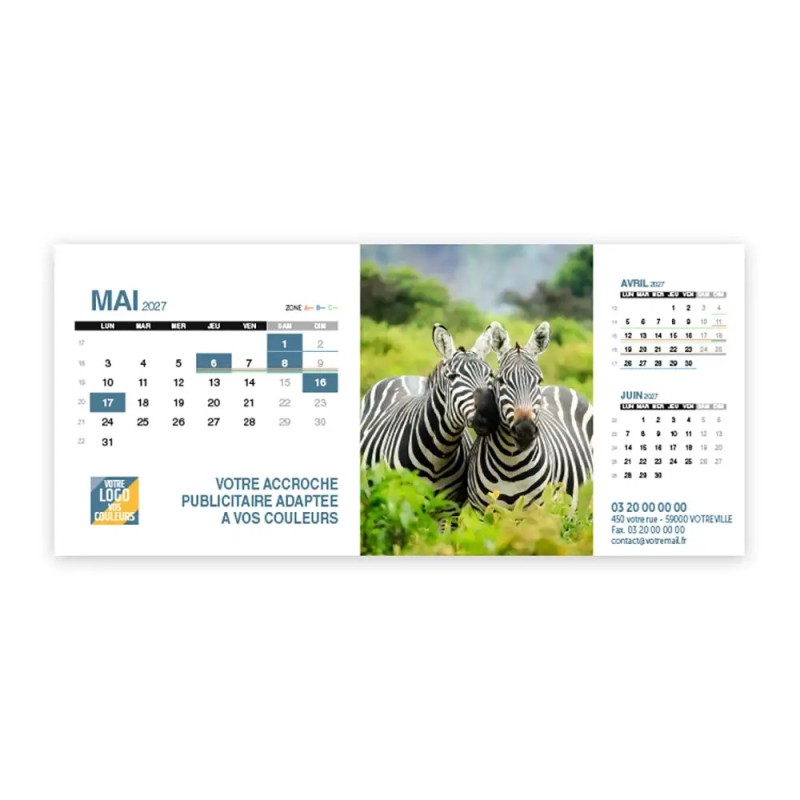 Calendrier chevalet support de téléphone Supra (22,8x10,3cm)  - Faune