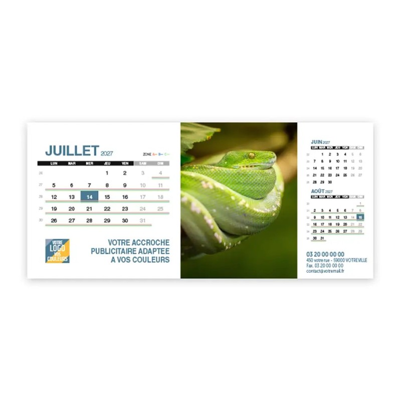 Calendrier chevalet support de téléphone Supra (22,8x10,3cm)  - Faune