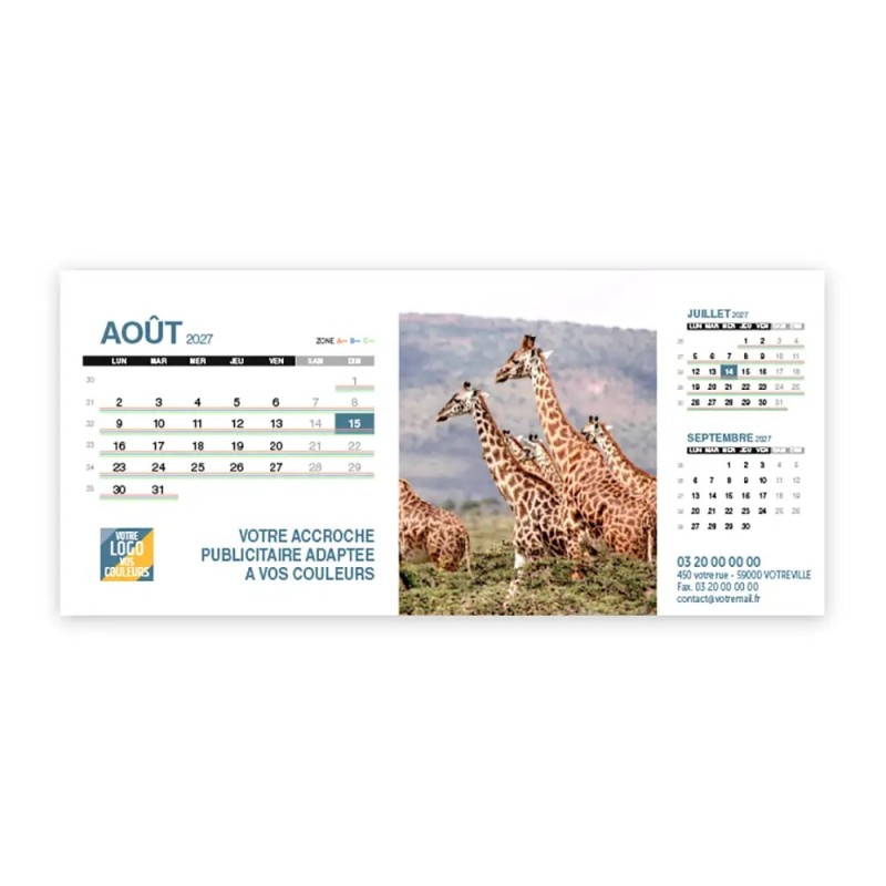 Calendrier chevalet support de téléphone Supra (22,8x10,3cm)  - Faune