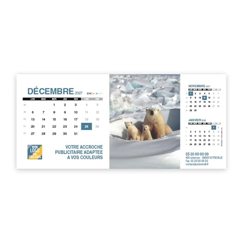 Calendrier chevalet support de téléphone Supra (22,8x10,3cm)  - Faune