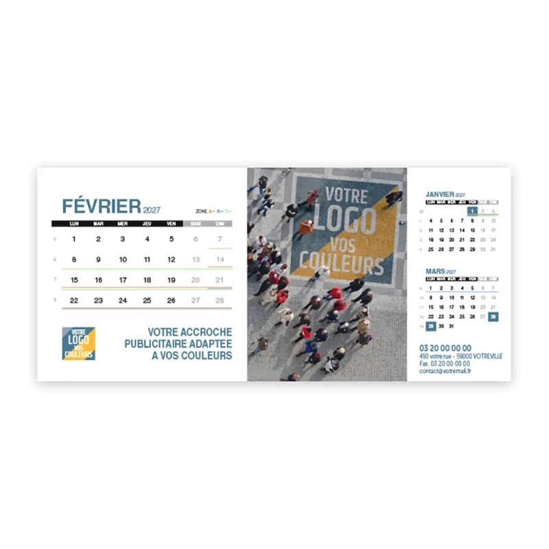 Calendrier chevalet support de téléphone Supra (22,8x10,3cm)  - Logo intégré Giga