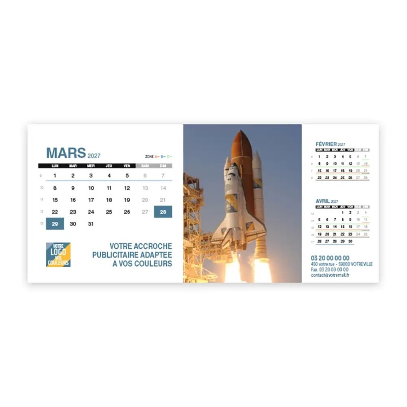 Calendrier chevalet support de téléphone Supra (22,8x10,3cm)  - Logo intégré Giga