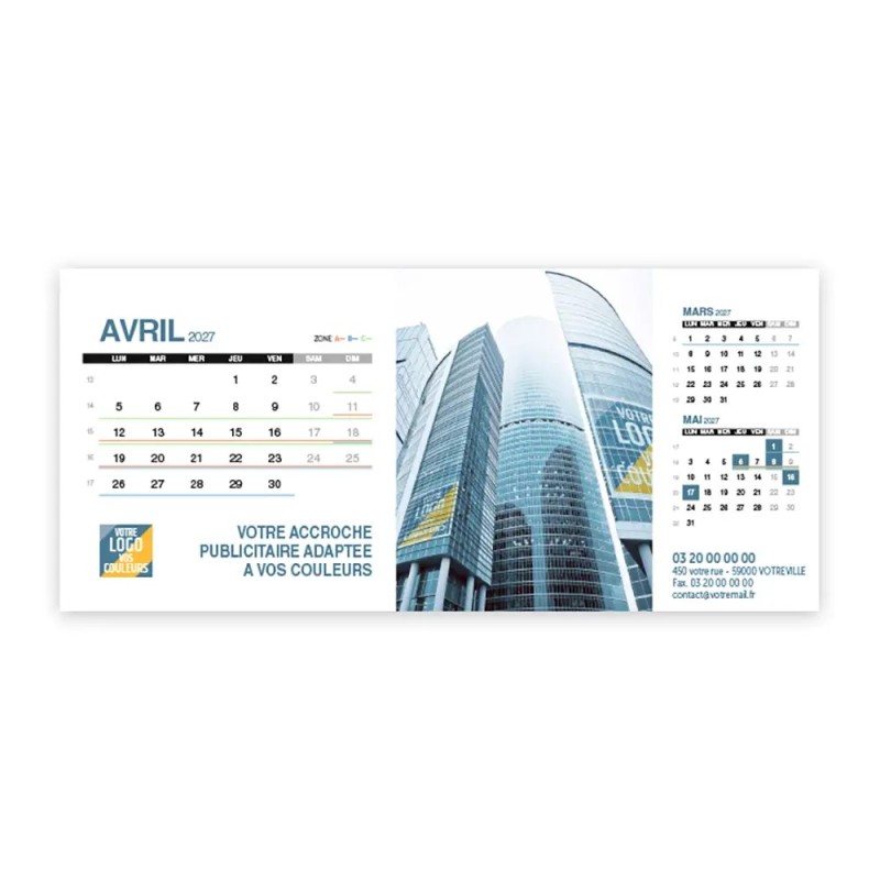 Calendrier chevalet support de téléphone Supra (22,8x10,3cm)  - Logo intégré Giga