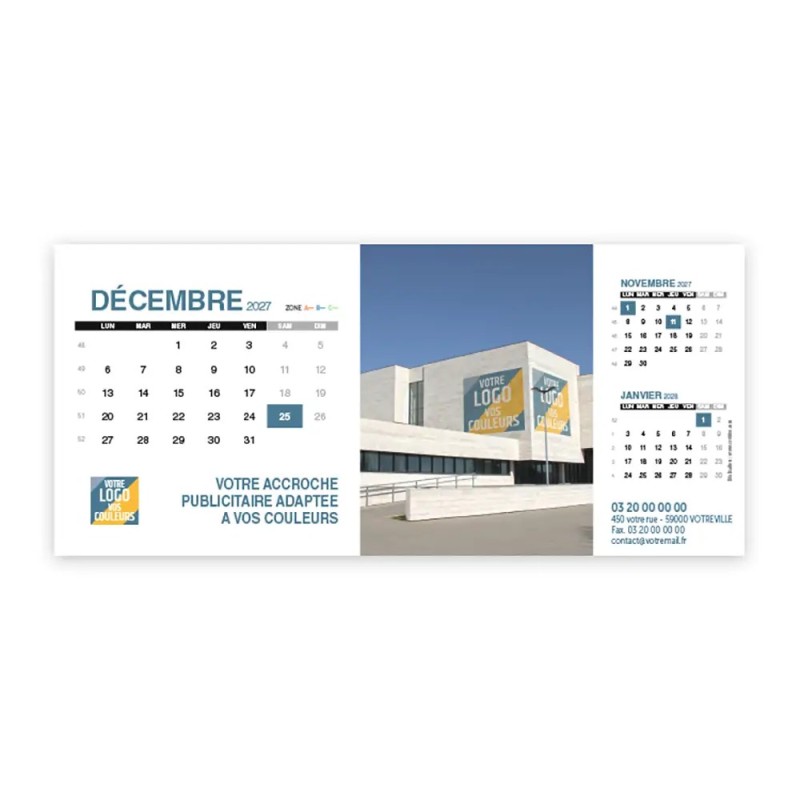 Calendrier chevalet support de téléphone Supra (22,8x10,3cm)  - Logo intégré Giga