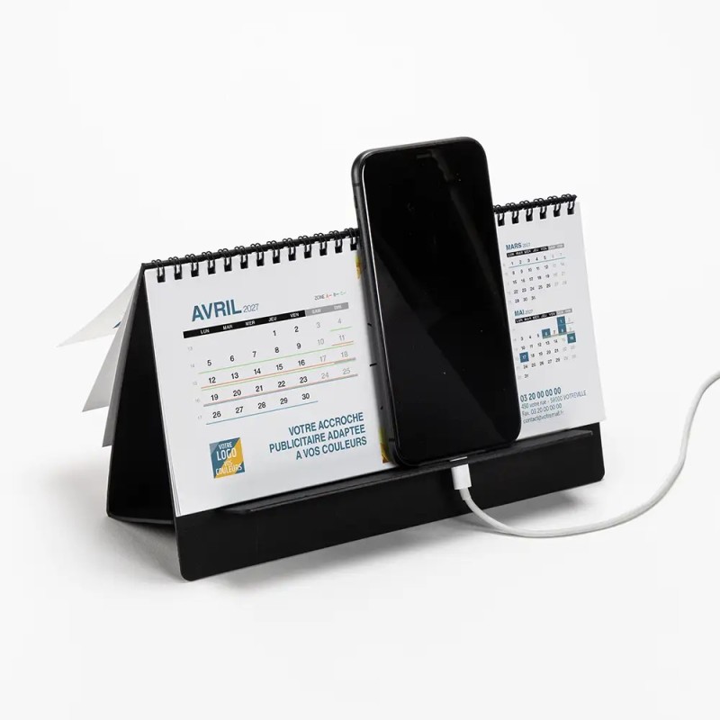 Calendrier chevalet support de téléphone Supra (22,8x10,3cm)  - Logo intégré Réseau