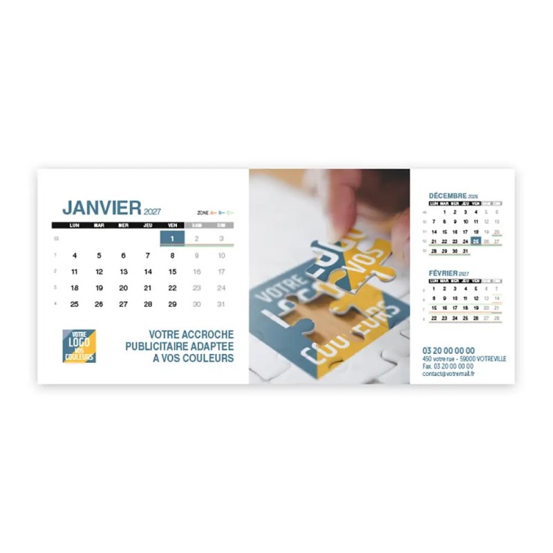 Calendrier chevalet support de téléphone Supra (22,8x10,3cm)  - Logo intégré Réseau