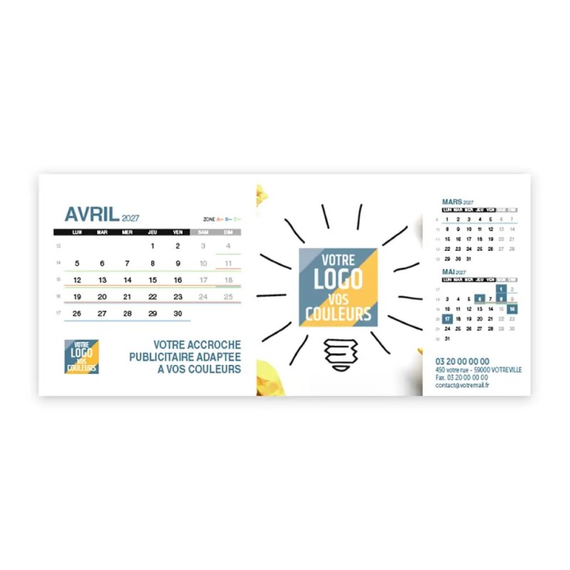 Calendrier chevalet support de téléphone Supra (22,8x10,3cm)  - Logo intégré Réseau
